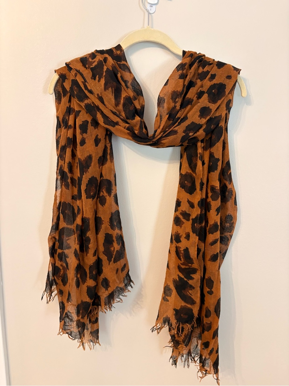 Brown Leopard Print Lightweight Long Scarf